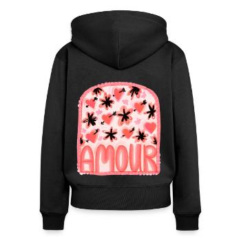 Amour Love Hearts and Flowers - Women's Premium Organic Zip Hoodie - black - Back - Julia (174cm)