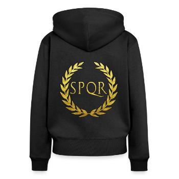 Rome latin SPQR Senatus Populusque Romanus - Sweat à capuche zippé Premium bio Femme - noir - Dos - Julia (174cm)