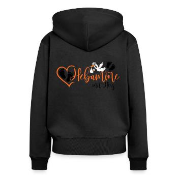 Hebamme mit Herz Klapperstorch mit Baby Babyfüße - Frauen Premium Bio Zip Hoodie - Schwarz - Hinten - Julia (174cm)