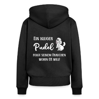 Ein kluger Pudel folgt seinem Frauchen wohin er - Frauen Premium Bio Zip Hoodie - Schwarz - Hinten - Julia (174cm)