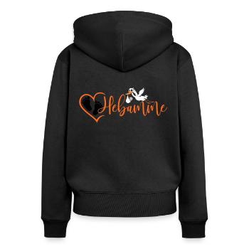Hebamme - Frauen Premium Bio Zip Hoodie - Schwarz - Hinten - Julia (174cm)