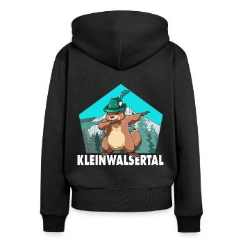 Kleinwalsertal Murmeltier für einen Walser - Frauen Premium Bio Zip Hoodie - Schwarz - Hinten - Julia (174cm)