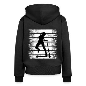 scooter stuntscooter scootergirl roller - Frauen Premium Bio Zip Hoodie - Schwarz - Hinten - Julia (174cm)
