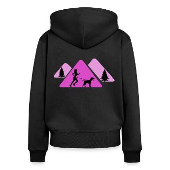 canicross laufen mit hund zughund hundetrainer - Frauen Premium Bio Zip Hoodie - Schwarz - Hinten - Julia (174cm)