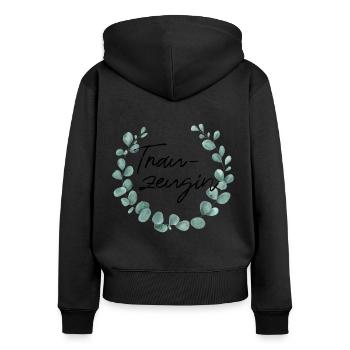 Trauzeugin - Junggesellinnenabschied - Frauen Premium Bio Zip Hoodie - Schwarz - Hinten - Julia (174cm)