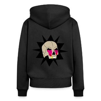 Crâne qui tire les langues - Sweat à capuche zippé Premium bio Femme - noir - Dos - Julia (174cm)