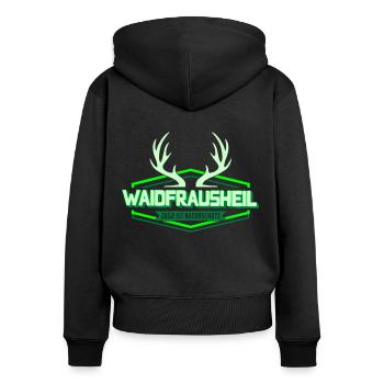 Waidfrausheil | Colors can be changed - Women's Premium Organic Zip Hoodie - black - Back - Julia (174cm)