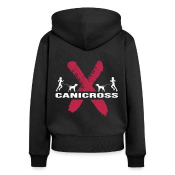 Canicross dogrun canicross-girl laufen mit Hund - Frauen Premium Bio Zip Hoodie - Schwarz - Hinten - Julia (174cm)