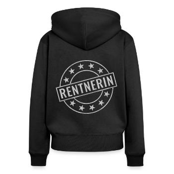 Rentnerin Stempel Ruhestand Rente Geschenk - Frauen Premium Bio Zip Hoodie - Schwarz - Hinten - Julia (174cm)