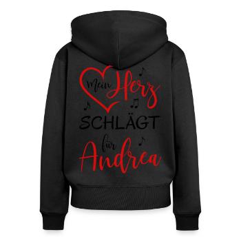 Mein Herz schlägt für Andrea - Frauen Premium Bio Zip Hoodie - Schwarz - Hinten - Julia (174cm)