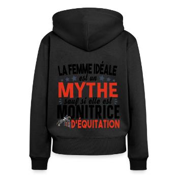 Equitation Cheval Cavalière Sport équestre Humour - Sweat à capuche zippé Premium bio Femme - noir - Dos - Julia (174cm)