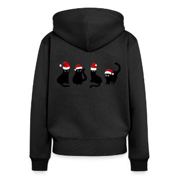 black cat in christmas - Women's Premium Organic Zip Hoodie - black - Back - Julia (174cm)