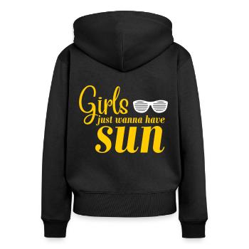 Girls Sun - Frauen Premium Bio Zip Hoodie - Schwarz - Hinten - Julia (174cm)