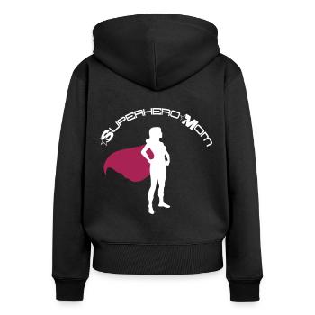 Superhero Held Superheldin Mama Muttertag Mutter - Frauen Premium Bio Zip Hoodie - Schwarz - Hinten - Julia (174cm)