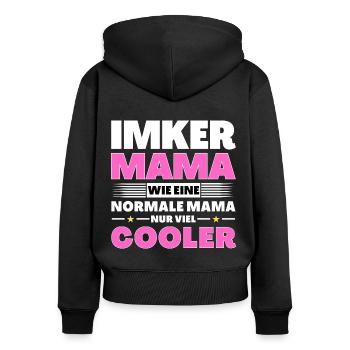 Imker Mama wie eine normale nur viel cooler - Frauen Premium Bio Zip Hoodie - Schwarz - Hinten - Julia (174cm)