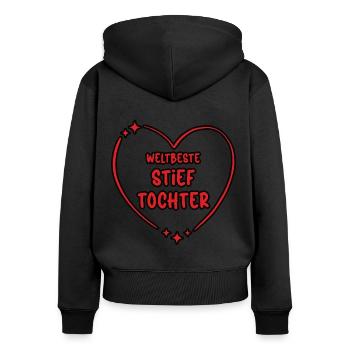 Weltbeste Stieftochter Stiefkind Herz Bonuskind - Frauen Premium Bio Zip Hoodie - Schwarz - Hinten - Julia (174cm)
