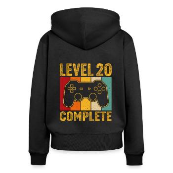 20.Geburtstag - 20 Jahre Gamer Level 20 complete - Frauen Premium Bio Zip Hoodie - Schwarz - Hinten - Julia (174cm)