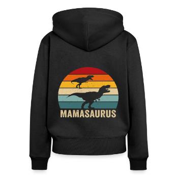 Retro mamasaurus mama dino dinosaur mother - Women's Premium Organic Zip Hoodie - black - Back - Julia (174cm)