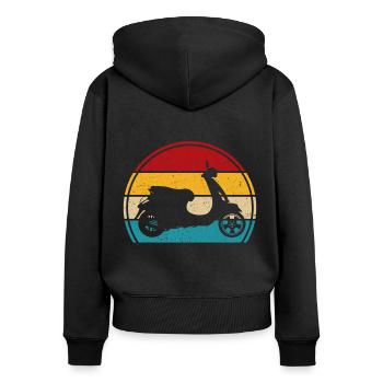 Motorroller Retro rollerfahren scooter moped - Frauen Premium Bio Zip Hoodie - Schwarz - Hinten - Julia (174cm)