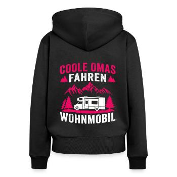 Coole omas fahren wohnmobil camping wohnwagen - Frauen Premium Bio Zip Hoodie - Schwarz - Hinten - Julia (174cm)