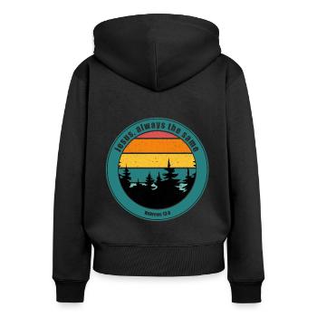 Jesus, always the same - Women's Premium Organic Zip Hoodie - black - Back - Julia (174cm)