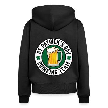 Équipe de consommation de la Saint-Patrick - Sweat à capuche zippé Premium bio Femme - noir - Dos - Julia (174cm)