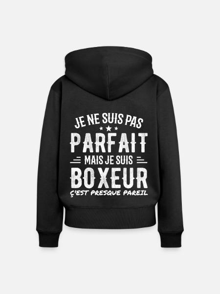 Nicht perfekt, aber Boxer - Frauen Premium Bio Zip Hoodie - Schwarz