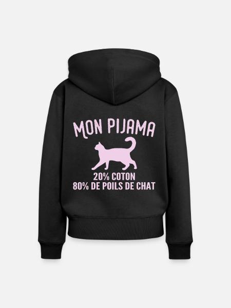Humorvoller Katzenhaar-Pyjama - Frauen Premium Bio Zip Hoodie - Schwarz