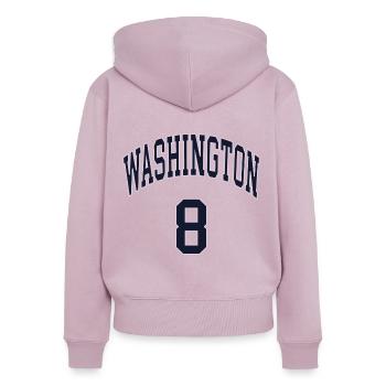 Washington 8 - Sweat à capuche zippé Premium bio Femme - rose poudré - Dos - Julia (174cm)