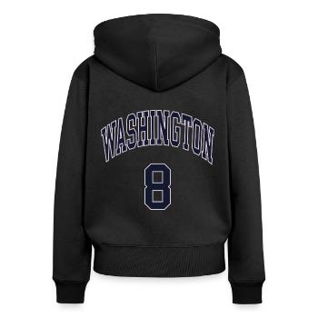 Washington 8 - Frauen Premium Bio Zip Hoodie - Schwarz - Hinten - Julia (174cm)