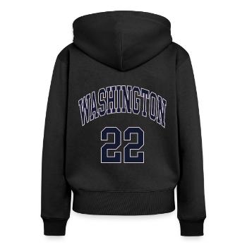 Washington 22 - Frauen Premium Bio Zip Hoodie - Schwarz - Hinten - Julia (174cm)