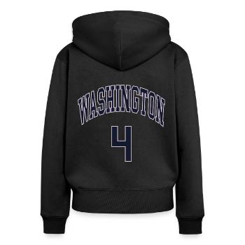 Washington 4 - Frauen Premium Bio Zip Hoodie - Schwarz - Hinten - Julia (174cm)