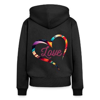 coeur coloré love amour - Sweat à capuche zippé Premium bio Femme - noir - Dos - Julia (174cm)