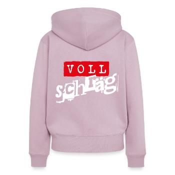 Voll schräg - Frauen Premium Bio Zip Hoodie - Altrosa - Hinten - Julia (174cm)