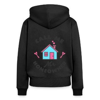 Fête de l’emménagement Appelez-moi M. Propriétaire - Sweat à capuche zippé Premium bio Femme - noir - Dos - Julia (174cm)
