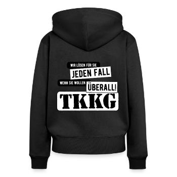 TKKG Titelmusik Logo - Frauen Premium Bio Zip Hoodie - Schwarz - Hinten - Julia (174cm)