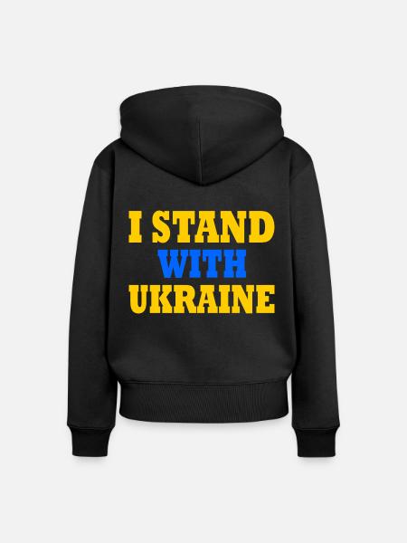 I stand with ukraine - Frauen Premium Bio Zip Hoodie - Schwarz