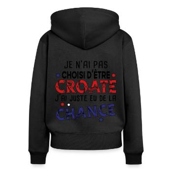 Croate Croatie Europe Cadeau Pays Humour Dubrovnik - Sweat à capuche zippé Premium bio Femme - noir - Dos - Julia (174cm)