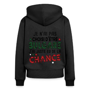 Bulgare Bulgarie Europe Cadeau Pays Humour - Sweat à capuche zippé Premium bio Femme - noir - Dos - Julia (174cm)