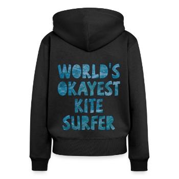 World's Okayest Kite Surfer Dark Blue - Women's Premium Organic Zip Hoodie - black - Back - Julia (174cm)
