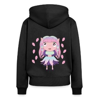 Aurelia - Women's Premium Organic Zip Hoodie - black - Back - Julia (174cm)