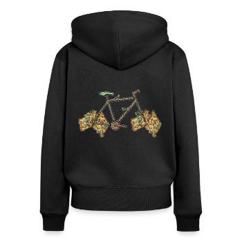 Vélo australien, carte australienne, vélo australien - Sweat à capuche zippé Premium bio Femme - noir - Dos - Julia (174cm)