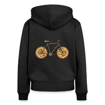 Jeu de mots sur la pizza avec l’Art de la bicyclette pour cycliste amateur de pizza - Sweat à capuche zippé Premium bio Femme - noir - Dos - Julia (174cm)