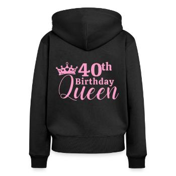 40. Geburtstag - Frauen Premium Bio Zip Hoodie - Schwarz - Hinten - Julia (174cm)