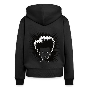 Shocked expression - Women's Premium Organic Zip Hoodie - black - Back - Julia (174cm)