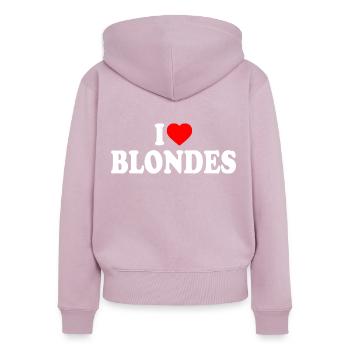 I love blondes - Frauen Premium Bio Zip Hoodie - Altrosa - Hinten - Julia (174cm)