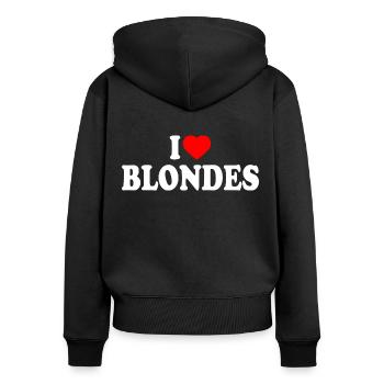 I love blondes - Frauen Premium Bio Zip Hoodie - Schwarz - Hinten - Julia (174cm)