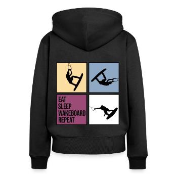 wakeboard wakeboarder cable wasserratte repeat - Women's Premium Organic Zip Hoodie - black - Back - Julia (174cm)