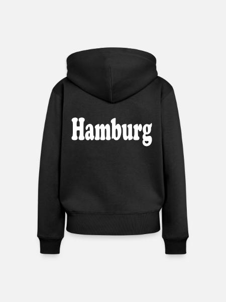 Hamburg - Frauen Premium Bio Zip Hoodie - Schwarz