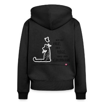 CAT ANGEL - Frauen Premium Bio Zip Hoodie - Schwarz - Hinten - Julia (174cm)